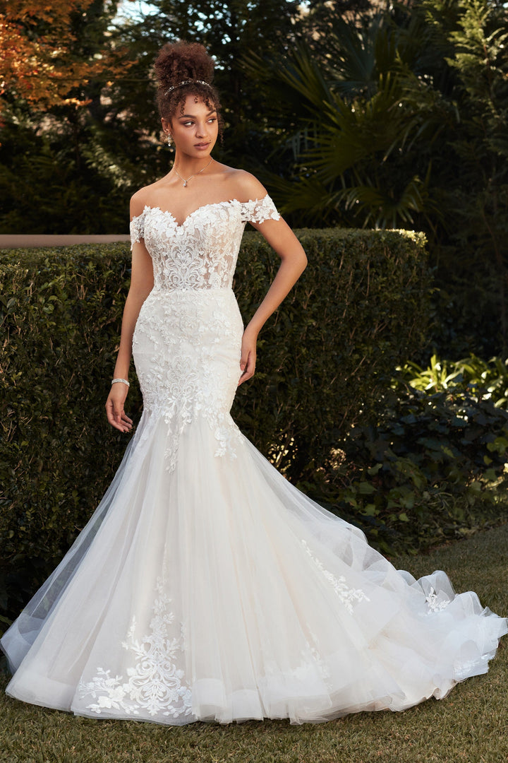 Sophia Tolli Y3104 Molly fit and flare wedding dress with floral lace front view